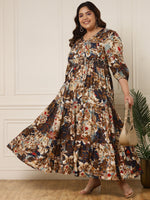 Women's Plus Size Multicolor Floral Tiered Maxi Dress
