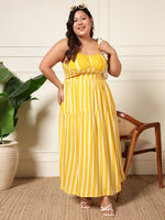 Yellow Corset Style Women Maxi Plus Size Dress