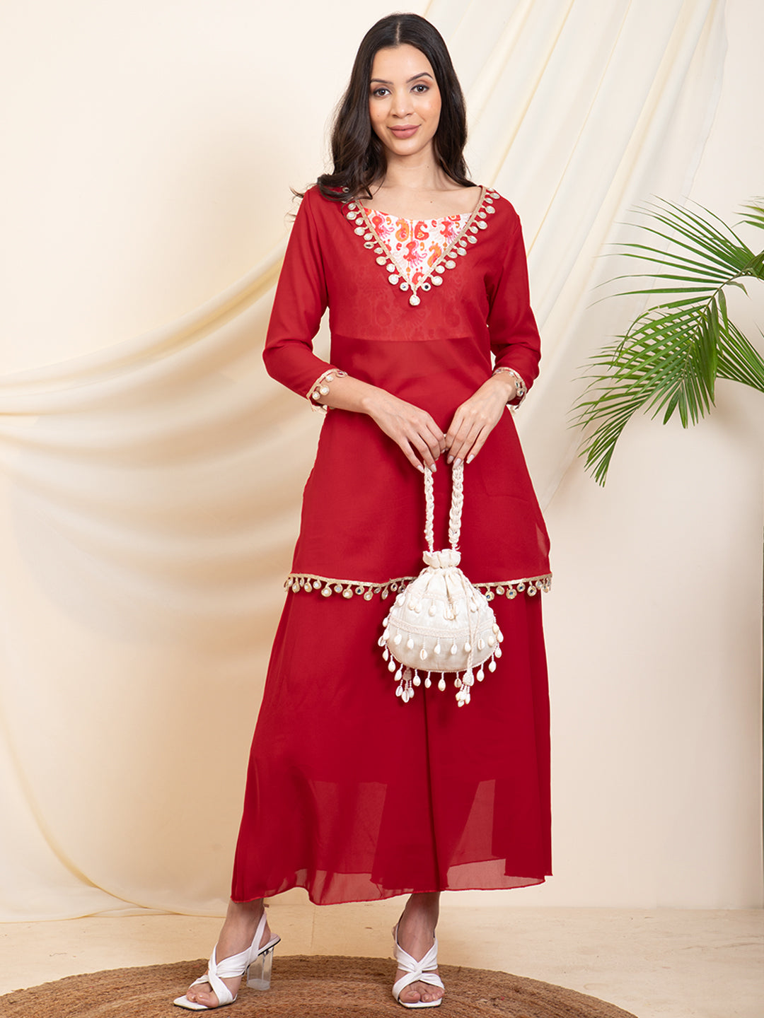 Red Indo Western Women Set