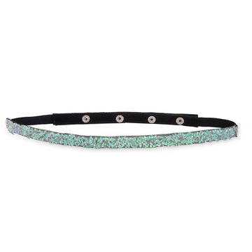 Women's White Turquoise Blue Embellished PU Belt