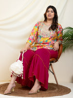 Multi Plus SIze Colour Printed Ethnic Women Plus SIze Co-Ord Set