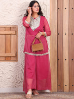 Pink Kurti With Sharara Indo Western Women Indo Western Co-ord Set