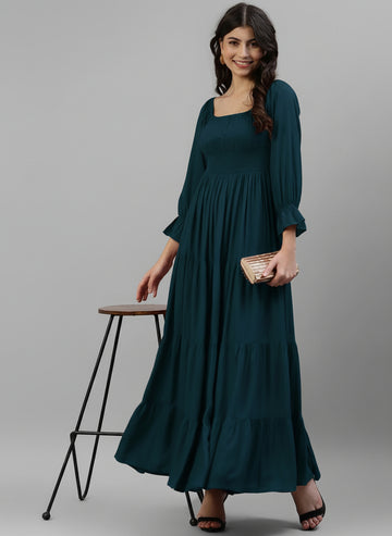 Teal Maxi Flare Dress