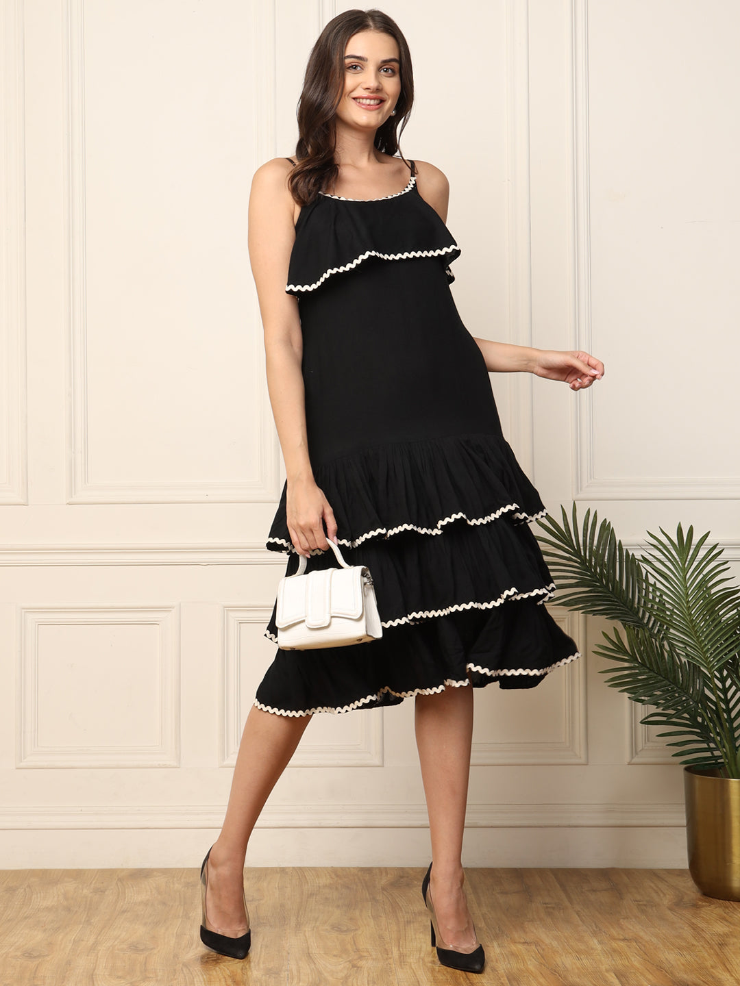 Black Tiered Women Maxi Dress