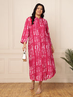 Women's Plus Size Magenta Tie and Dye Shirt Dress