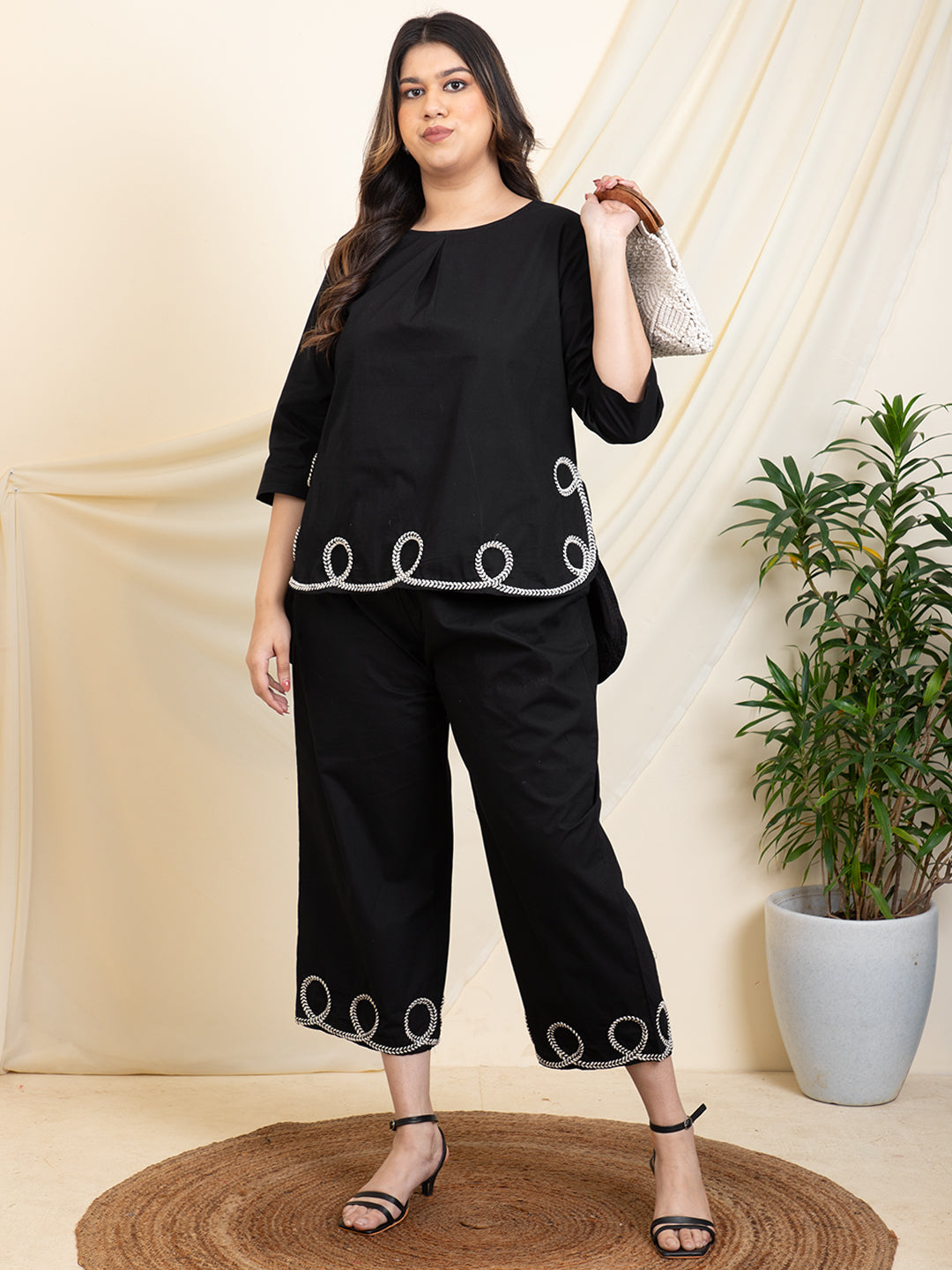 Black High Low Women Plus Size Co-Ord Set