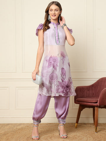 Lavender Printed Women Co-Ord Set