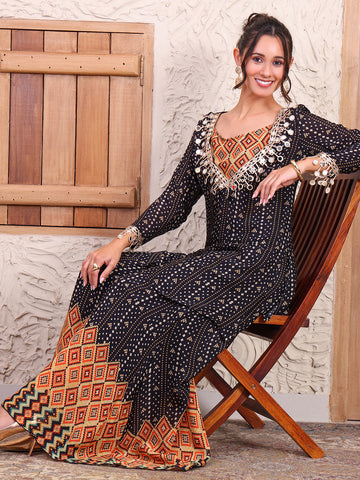 Black Bandhani Print Pure Viscose Chinnon Women Co-ord Set