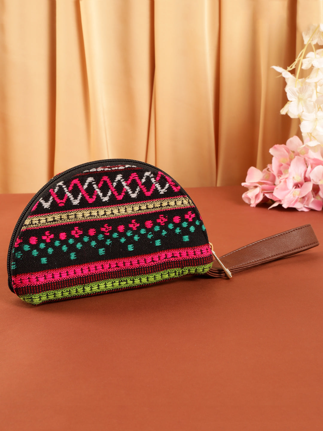 Multicolor Embroidered Wristlet