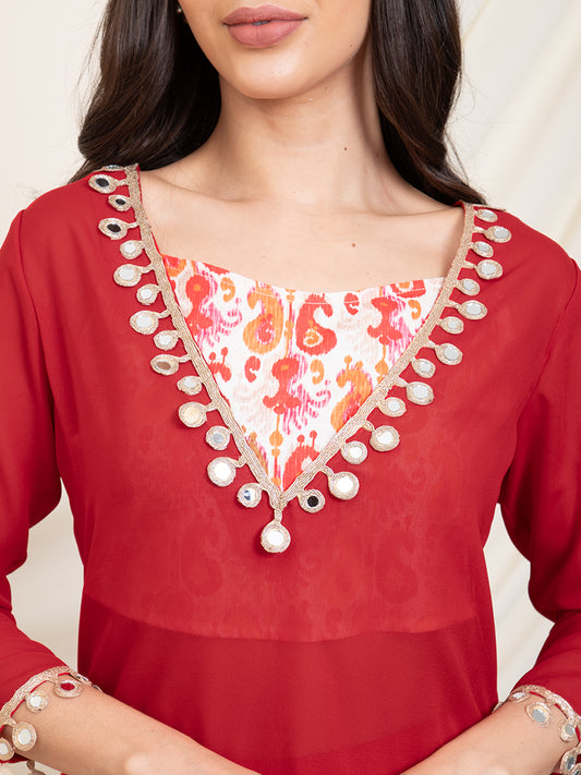 Red Indo Western Women Set