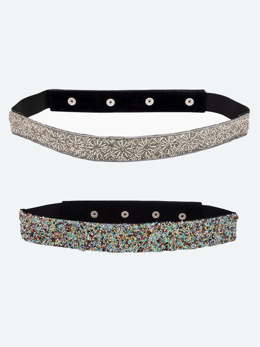 Women's Embellished Pack of 2 Waist Belt