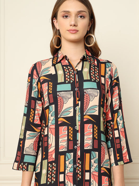 Black Box Abstract Printed Women Shirt Dress