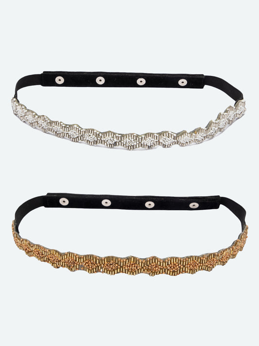 Women's Gold-Toned Pack Of 2 Embellished PU Belts