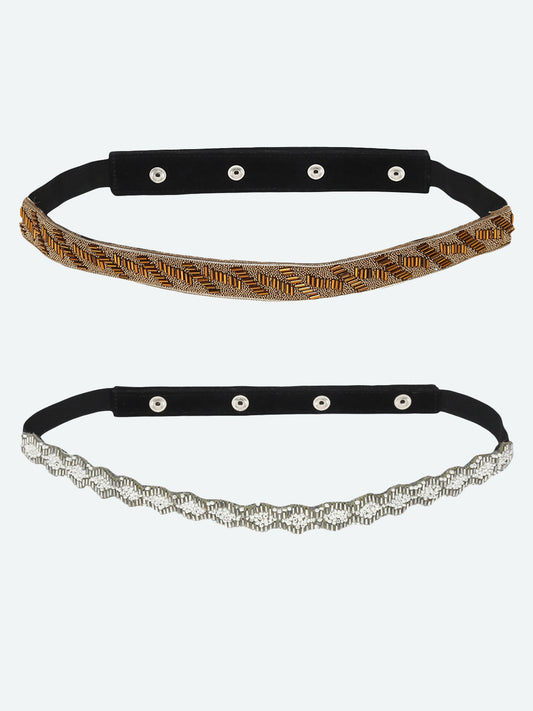 Women's Combo of 2 Embellished PU Belt