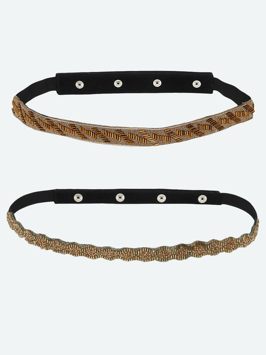 Women's Set Of 2 Gold-Toned Embellished Belt