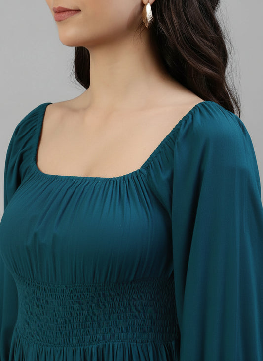 Teal Maxi Flare Dress