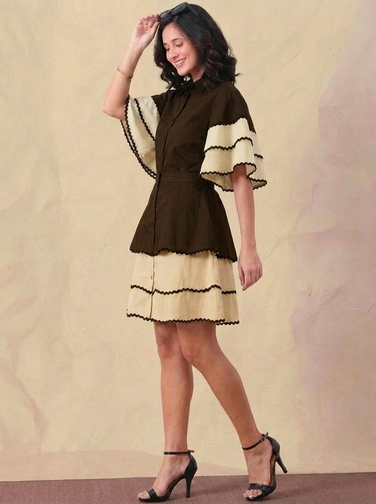 Colorblock Pure Cotton Co-Ord Set For Women's