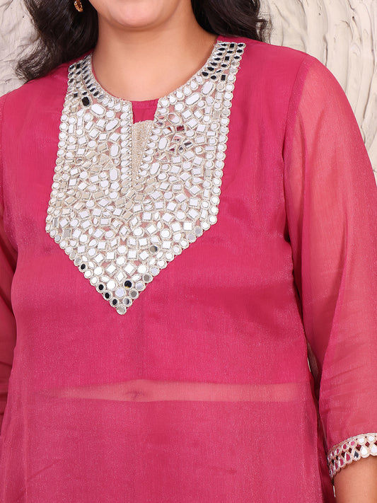 Pink Kurti With Sharara Indo Western Women Indo Western Co-ord Set
