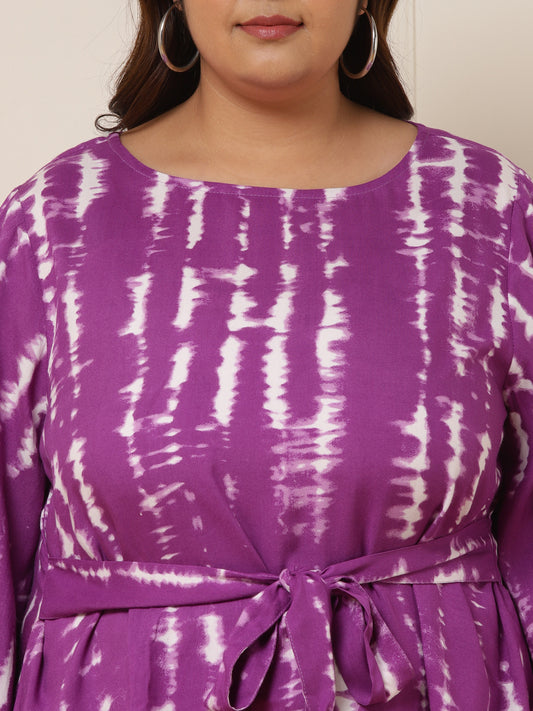 Women's Plus Size Lavender Tie & Dye Belted Co-Ord Set