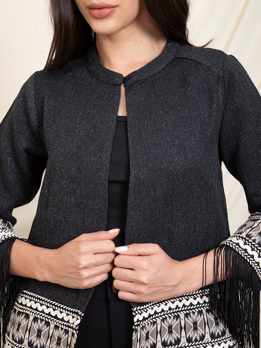 Black With Printed Women Shrug