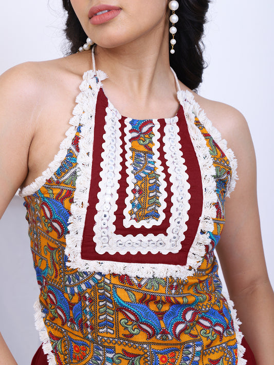 Maroon Printed Ethnic Indo Western Women Co-Ord Set