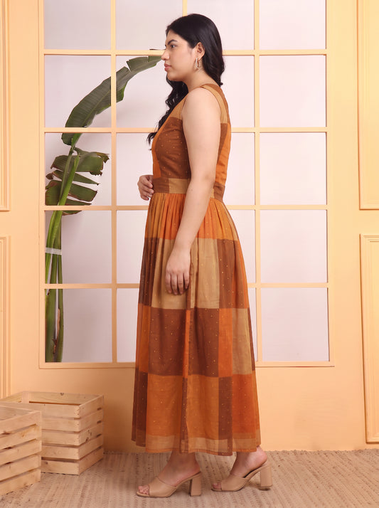Multicolor Cotton Patch Printed Waistcoat With Skirt Women's Plus SizeCo-Ord Set