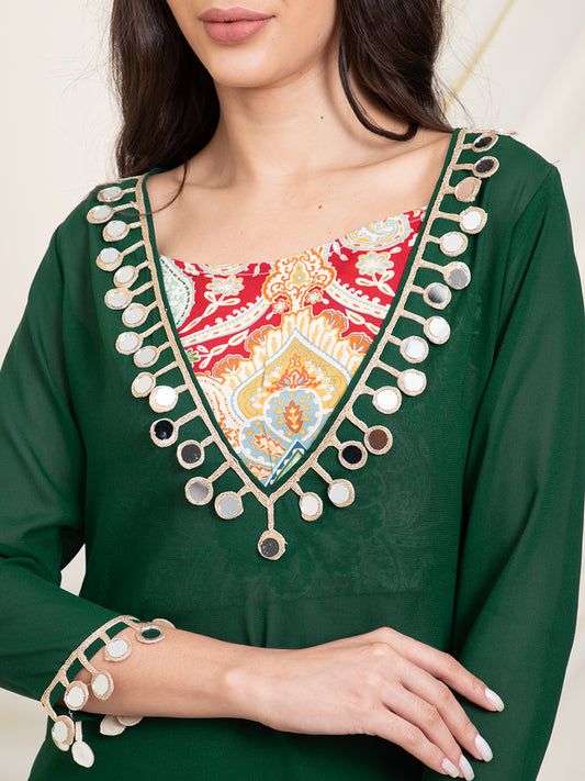 Bottle Green Indo Western Women Set