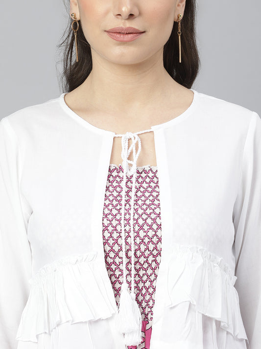 Pink Printed Midi Fit Flare Dress