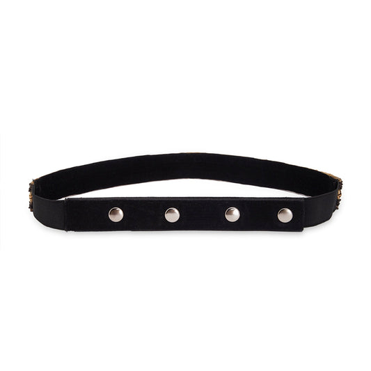 Women's Black Embellished PU Belt