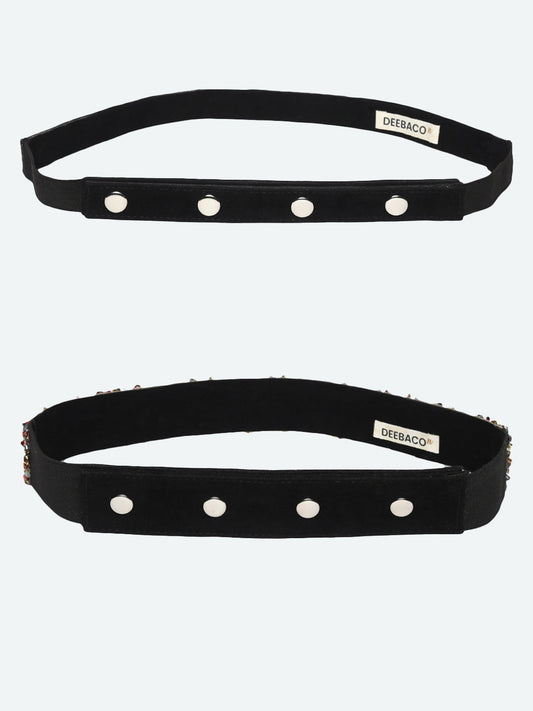 Women's Mulitcolor Pack Of 2 Black Embellished Belt