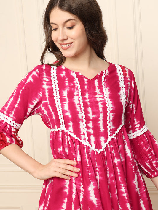 Magenta Peplum Top With Sharara Women Coord Set