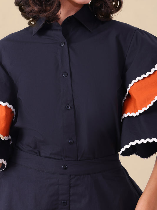 Colorblock Pure Cotton Co-Ord Set For Women