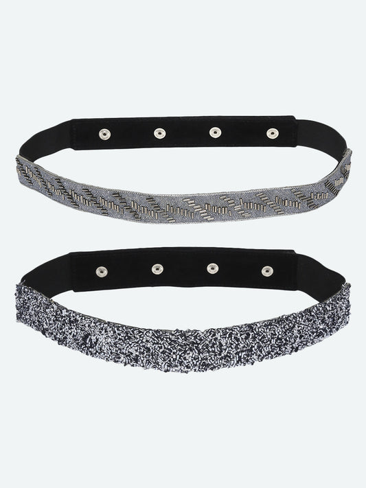 Women's Pack Of 2 Silver-Toned Embellished Belts