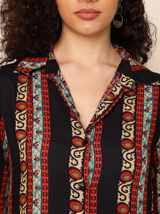 Striped With Paisley Women Shirt