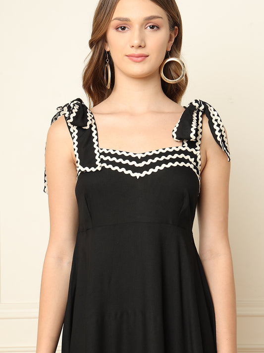 Black Tiered Women Short Dress