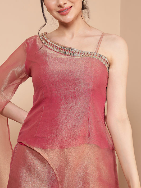 One Shoulder Long Bell Sleeve Tunic With Palazzo Indo Western Women's Cord Set