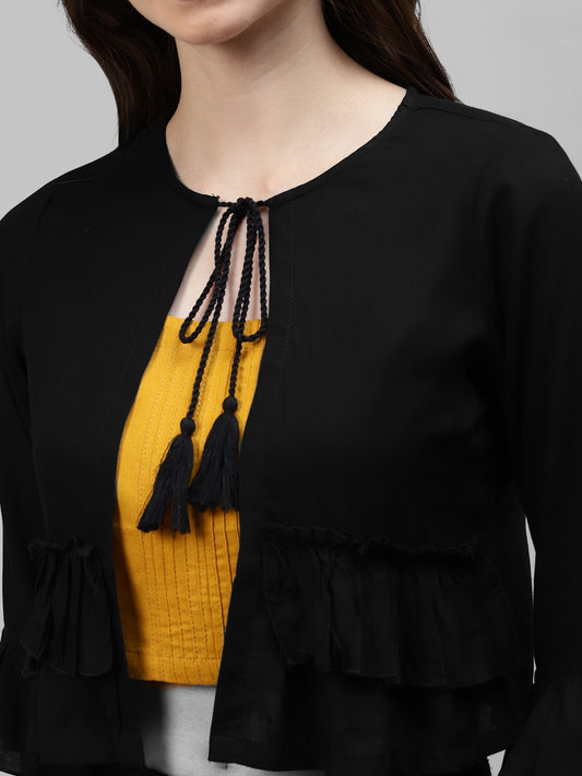 Women's Black Rayon Crop Shrug