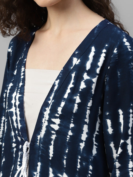 Printed Longline Tie-Up Shrug