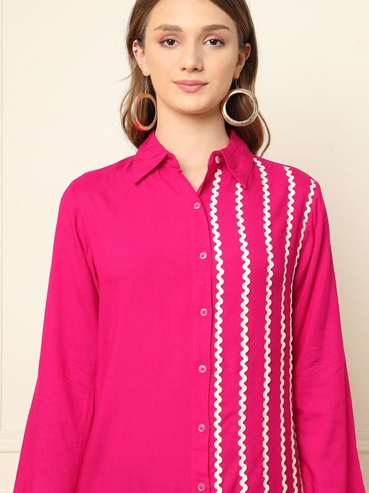 Magenta Women Shirt Dress