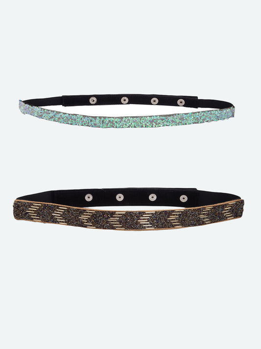 Women's Multicoloured Embellished 2 PU Belt