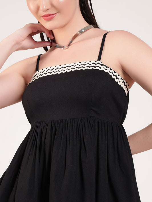 Black Peplum Top With Shorts Women Co-Ord Set