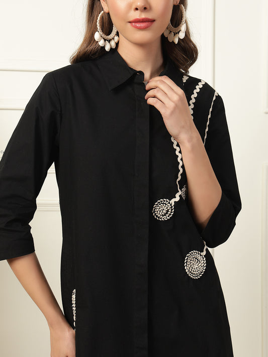 Women Black Shirt Dress