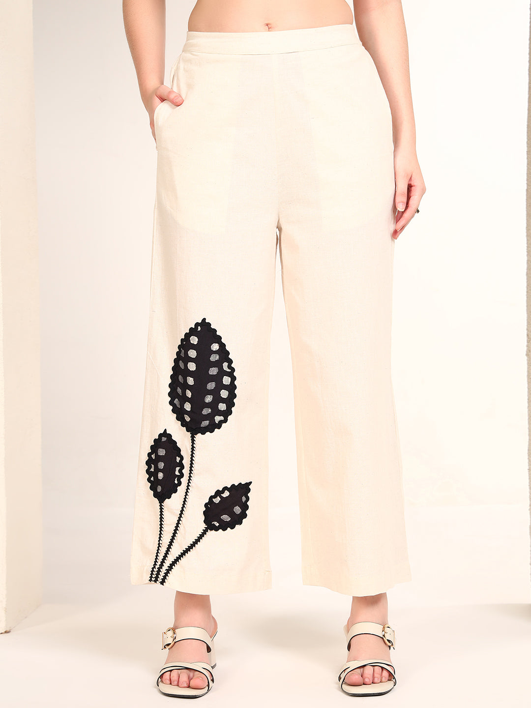 Off White One Shoulder Embroidered Patch Work Tunic Women Co