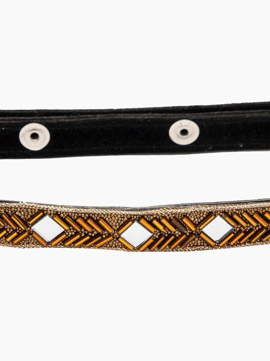 Women's Gold-Toned Embellished PU Belt