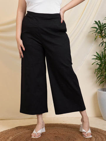 Black Lycra Women Plus Size Pants