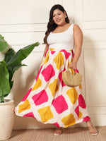 Multi Colour Printed Women Plus Size Skirt