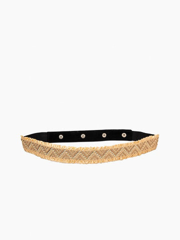 Women's Beige Embellished Ruffled PU Belt