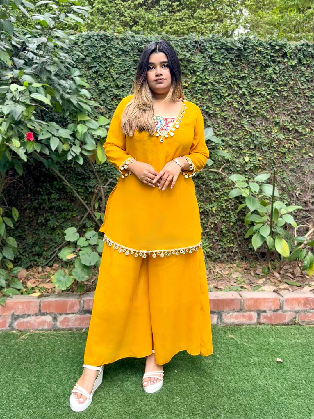 Mustard Indo Western Set