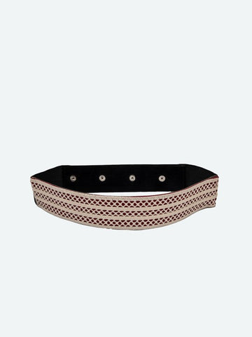 Women's Red Honeycomb Lace Textured PU Belt