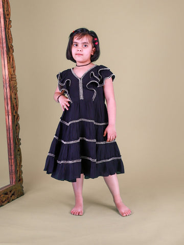 Black Tiered Dress For Girls